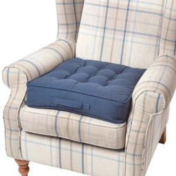 Homescapes Navy Blue Cotton Armchair Booster Cushion - thumbnail 1