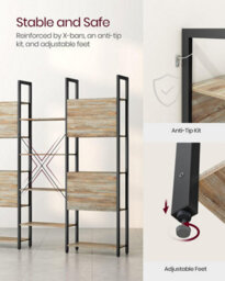 Songmics Bookcase, Bookshelf With 14 Shelves, Metal Frame, Shelf Unit For Living Room, Home Office - thumbnail 5