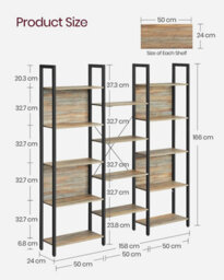 Songmics Bookcase, Bookshelf With 14 Shelves, Metal Frame, Shelf Unit For Living Room, Home Office - thumbnail 9