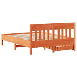 Berkfield Bed Frame Without Mattress Wax Brown 150X200 Cm King Size Solid Wood Pine - thumbnail 8