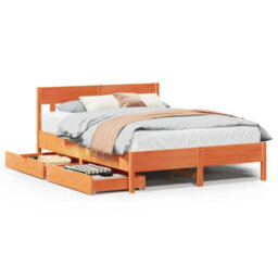 Berkfield Bed Frame Without Mattress Wax Brown 150X200 Cm King Size Solid Wood Pine - thumbnail 2