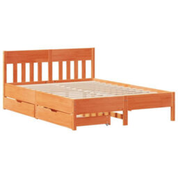 Berkfield Bed Frame Without Mattress Wax Brown 150X200 Cm King Size Solid Wood Pine - thumbnail 3