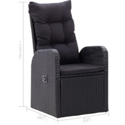 Berkfield 5 Piece Garden Dining Set With Cushions Black Poly Rattan - thumbnail 7