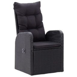Berkfield 5 Piece Garden Dining Set With Cushions Black Poly Rattan - thumbnail 2