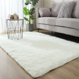 Milky White Fluffy Shaggy Rug - Soft Anti-Slip Floor Mat For Bedroom & Living Room 80X160Cm