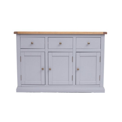 Cabinet Bits Rocca Grey 3 Drawer 3 Door Sideboard Brass Knob - image 1