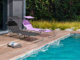 Beliani Sun Lounger Foligno Reclining Metal Black - thumbnail 2