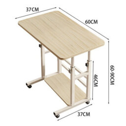 White Maple Height Adjustable Small Table Wheels Pc Computer Laptop Desk - thumbnail 2