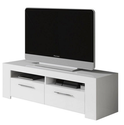 Direct Furniture Suppliers Ltd Ambit White Dual Zone Under Tv Unit - Modern Media Entertainment Cabinet - H: 43Cm X W: 120Cm X D: 42Cm - image 1