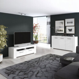 Direct Furniture Suppliers Ltd Ambit White Dual Zone Under Tv Unit - Modern Media Entertainment Cabinet - H: 43Cm X W: 120Cm X D: 42Cm - thumbnail 2