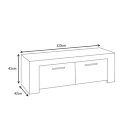 Direct Furniture Suppliers Ltd Ambit White Dual Zone Under Tv Unit - Modern Media Entertainment Cabinet - H: 43Cm X W: 120Cm X D: 42Cm - thumbnail 7
