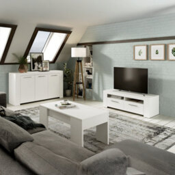 Direct Furniture Suppliers Ltd Ambit White Dual Zone Under Tv Unit - Modern Media Entertainment Cabinet - H: 43Cm X W: 120Cm X D: 42Cm - thumbnail 3