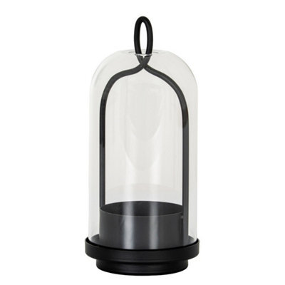 Hill Interiors Nyx Medium Candle Holder With Glass Cloche - L10 X W10 X H19 Cm - Black - image 1