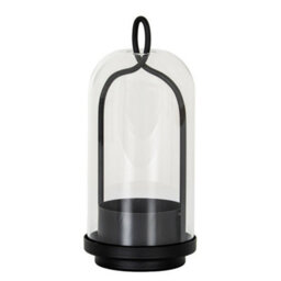 Hill Interiors Nyx Medium Candle Holder With Glass Cloche - L10 X W10 X H19 Cm - Black - thumbnail 1