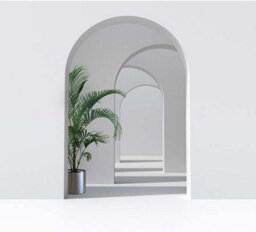 Deenz Frameless Arched Wall Mounted Mirror For Living Room, Bedroom, Bathroom, Home Decor (Round Top) (40X60 Cm) - thumbnail 2