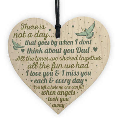 Red Ocean Dad Memorial Grave Card Plaques Wooden Heart Christmas Tree Bauble Decoration Sign Gift - image 1