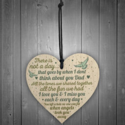 Red Ocean Dad Memorial Grave Card Plaques Wooden Heart Christmas Tree Bauble Decoration Sign Gift - thumbnail 2