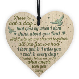 Red Ocean Dad Memorial Grave Card Plaques Wooden Heart Christmas Tree Bauble Decoration Sign Gift - thumbnail 1