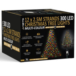 Netta Christmas Tree Lights 2.5M X 12 Strands 300 Leds Fairy Lights - Multi - thumbnail 2