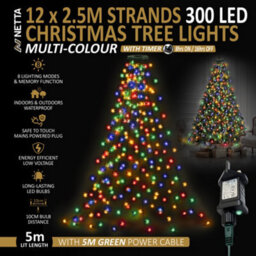 Netta Christmas Tree Lights 2.5M X 12 Strands 300 Leds Fairy Lights - Multi - thumbnail 3