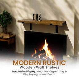 MKGT Rustic Wall Shelf, Handcrafted Solid Wood Deco (Tudor Oak, 70Cm (0.7M) - thumbnail 6