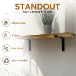 MKGT Rustic Wall Shelf, Handcrafted Solid Wood Deco (Tudor Oak, 70Cm (0.7M) - thumbnail 5