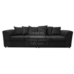 Furnishings For Less UK Monaco Chenille Fabric Long 4 Seater Sofa  Black - thumbnail 2