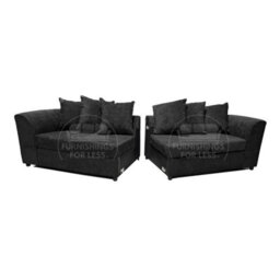 Furnishings For Less UK Monaco Chenille Fabric Long 4 Seater Sofa  Black - thumbnail 3