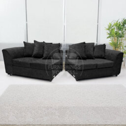 Furnishings For Less UK Monaco Chenille Fabric Long 4 Seater Sofa  Black - thumbnail 4