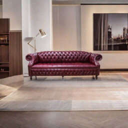 Chesterfield 4 Seater Old English Burgandy Leather Sofa Bespoke In Buckingham Style - thumbnail 4