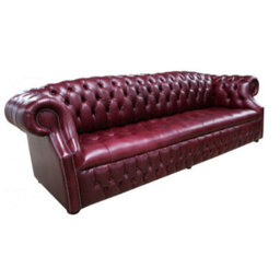 Chesterfield 4 Seater Old English Burgandy Leather Sofa Bespoke In Buckingham Style - thumbnail 5