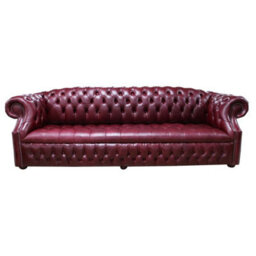 Chesterfield 4 Seater Old English Burgandy Leather Sofa Bespoke In Buckingham Style - thumbnail 1