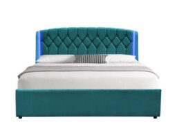 Comfy Living 4Ft6 Green Fabric Gaslift Bedframe With Led Headboard - thumbnail 2