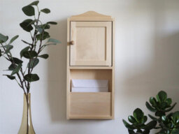 Woodeedoo Wooden Key Cabinet With 5 Hooks And Letter Rack Wall Mounted Indoor Key Holder Storage Cupboard Unit 18X6X40.5Cm - thumbnail 2