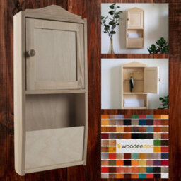 Woodeedoo Wooden Key Cabinet With 5 Hooks And Letter Rack Wall Mounted Indoor Key Holder Storage Cupboard Unit 18X6X40.5Cm - thumbnail 3
