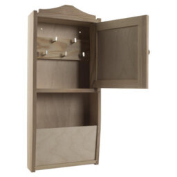 Woodeedoo Wooden Key Cabinet With 5 Hooks And Letter Rack Wall Mounted Indoor Key Holder Storage Cupboard Unit 18X6X40.5Cm - thumbnail 9