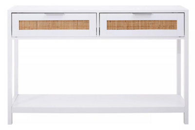 Orsina Rustic White Wood Console Table, Ample Space Hallway Table, Eaisly Maintained Console Table With Drawers - image 1