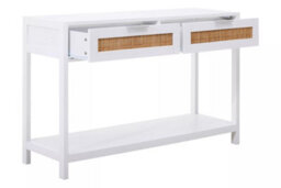 Orsina Rustic White Wood Console Table, Ample Space Hallway Table, Eaisly Maintained Console Table With Drawers - thumbnail 3
