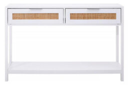 Orsina Rustic White Wood Console Table, Ample Space Hallway Table, Eaisly Maintained Console Table With Drawers - thumbnail 1