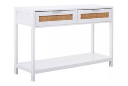 Orsina Rustic White Wood Console Table, Ample Space Hallway Table, Eaisly Maintained Console Table With Drawers - thumbnail 2