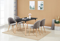 Life Interiors Lucia Halo Dining Set With Black Table And 4 Grey Chairs - thumbnail 2