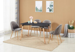 Life Interiors Lucia Halo Dining Set With Black Table And 4 Grey Chairs - thumbnail 1