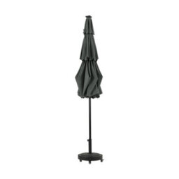 Thehotsale 3-Tier Garden Parasol With Solar Lights Patio Umbrella With Mobile Base, Dark Grey - thumbnail 4