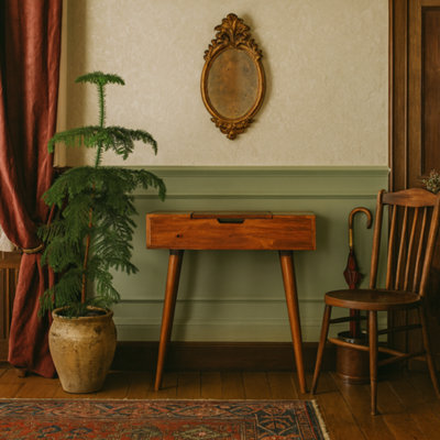 Wyld Haus Olbia Small Chestnut Mango Wood Dressing Table With Foldable Mirror L70 X D35 X H78 Cm - image 1