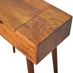 Wyld Haus Olbia Small Chestnut Mango Wood Dressing Table With Foldable Mirror L70 X D35 X H78 Cm - thumbnail 7
