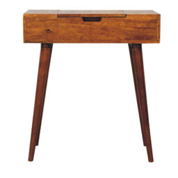Wyld Haus Olbia Small Chestnut Mango Wood Dressing Table With Foldable Mirror L70 X D35 X H78 Cm - thumbnail 2