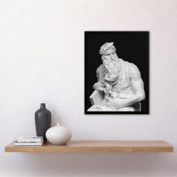 "Artery8 Moses Sculpture Statue Buonarroti Vintage Framed Wall Art Print 12X16""" - thumbnail 2