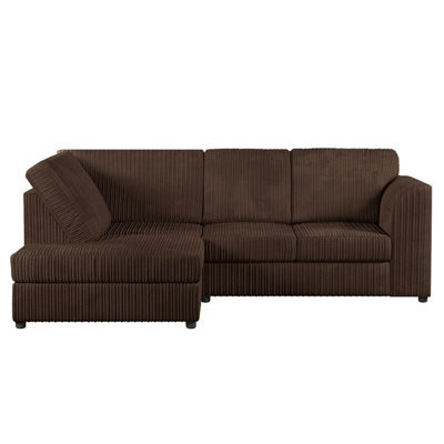 Furnishings For Less UK Luxor Chocolate Jumbo Cord 4 Seater Corner Sofa Left Hand Facing - Full Back - image 1