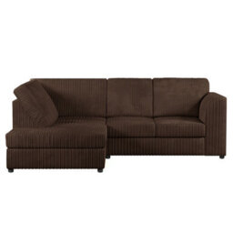 Furnishings For Less UK Luxor Chocolate Jumbo Cord 4 Seater Corner Sofa Left Hand Facing - Full Back - thumbnail 1
