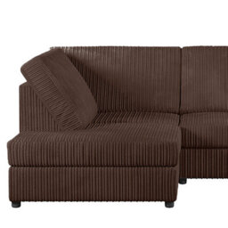 Furnishings For Less UK Luxor Chocolate Jumbo Cord 4 Seater Corner Sofa Left Hand Facing - Full Back - thumbnail 2